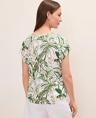 Ann Taylor Petite Palm Print Mixed Media Top sold by Ann Taylor product image thumbnail 2