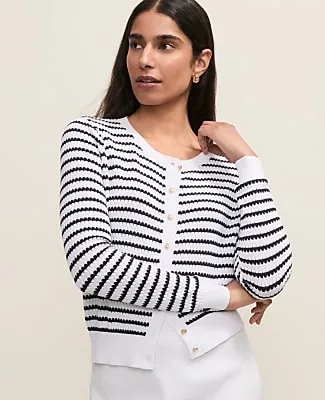 Ann Taylor The Striped Ann Cardigan sold by Ann Taylor product image thumbnail 3
