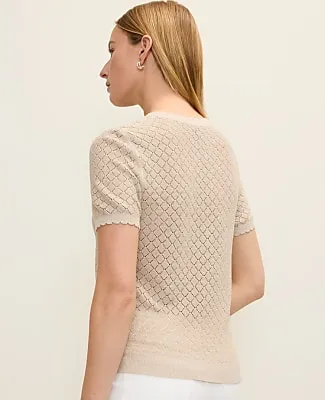 Ann Taylor Shimmer Pointelle Modern Sweater Tee sold by Ann Taylor product image thumbnail 2