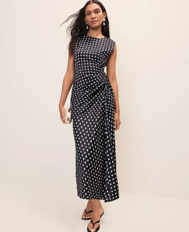 Ann Taylor Polka Dot Maxi Dress in Satin made by Ann Taylor