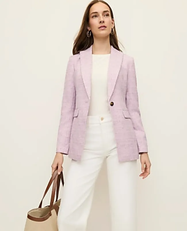 Ann Taylor The Petite Long Single Button Blazer in Tweed made by Ann Taylor