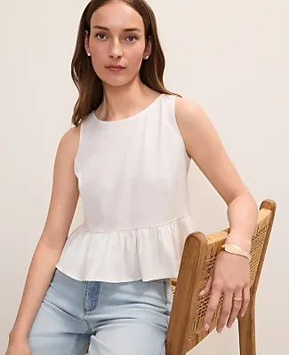 Ann Taylor Peplum Top in Linen Blend sold by Ann Taylor