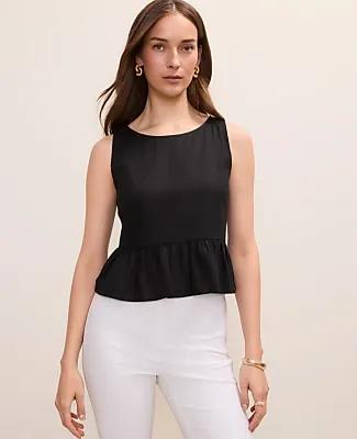 Ann Taylor Peplum Top in Linen Blend sold by Ann Taylor