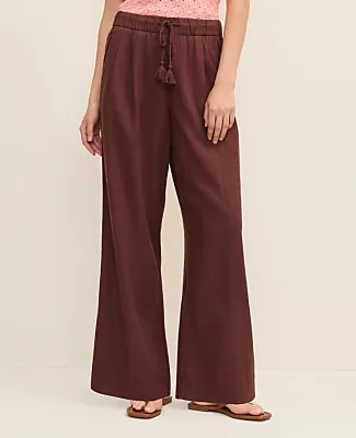 Ann Taylor Petite Weekend Easy Fit Wide-Leg Pant in Linen Blend sold by Ann Taylor product image thumbnail 2