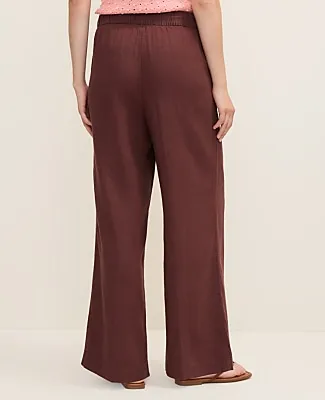 Ann Taylor Petite Weekend Easy Fit Wide-Leg Pant in Linen Blend sold by Ann Taylor product image thumbnail 3