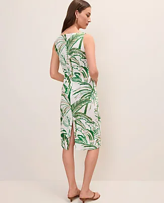 Ann Taylor Palm Tree Print Column Midi Dress in Linen Blend sold by Ann Taylor product image thumbnail 2