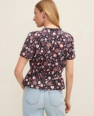 Ann Taylor Weekend Floral Gathered Peplum Top sold by Ann Taylor product image thumbnail 2