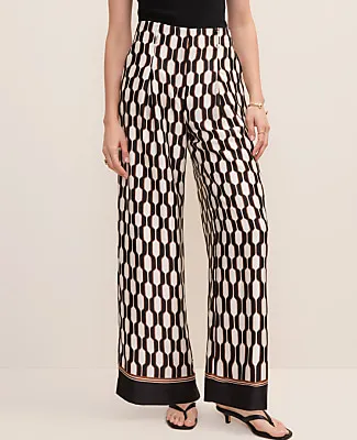 Ann Taylor The Pleated Wide-Leg Pant in Geo Satin sold by Ann Taylor product image thumbnail 2
