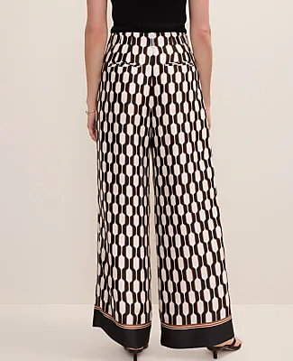 Ann Taylor The Pleated Wide-Leg Pant in Geo Satin sold by Ann Taylor product image thumbnail 3