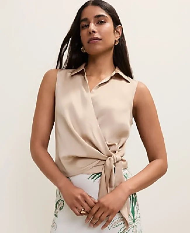 Ann Taylor Petite Tie Waist Blouse made by Ann Taylor