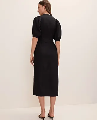 Ann Taylor Puff Sleeve Midi Dress in Linen Blend sold by Ann Taylor product image thumbnail 2