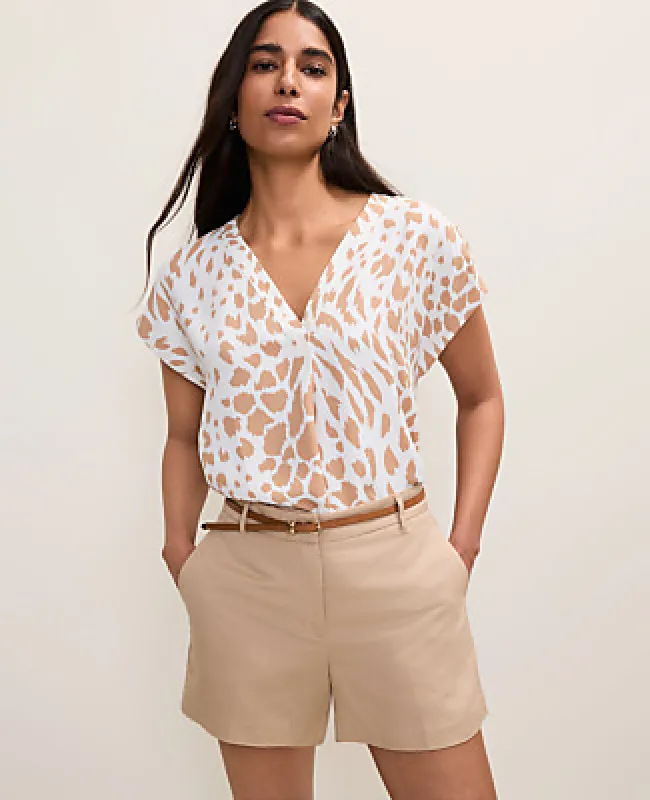 Ann Taylor Animal Print Pleat Front Top made by Ann Taylor