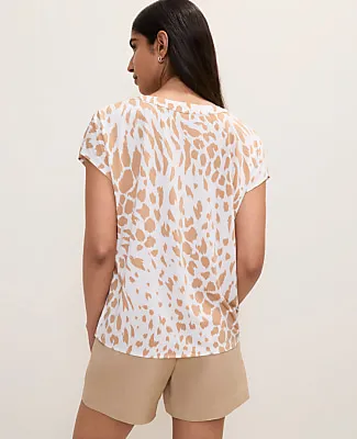 Ann Taylor Petite Animal Print Pleat Front Top sold by Ann Taylor product image thumbnail 2