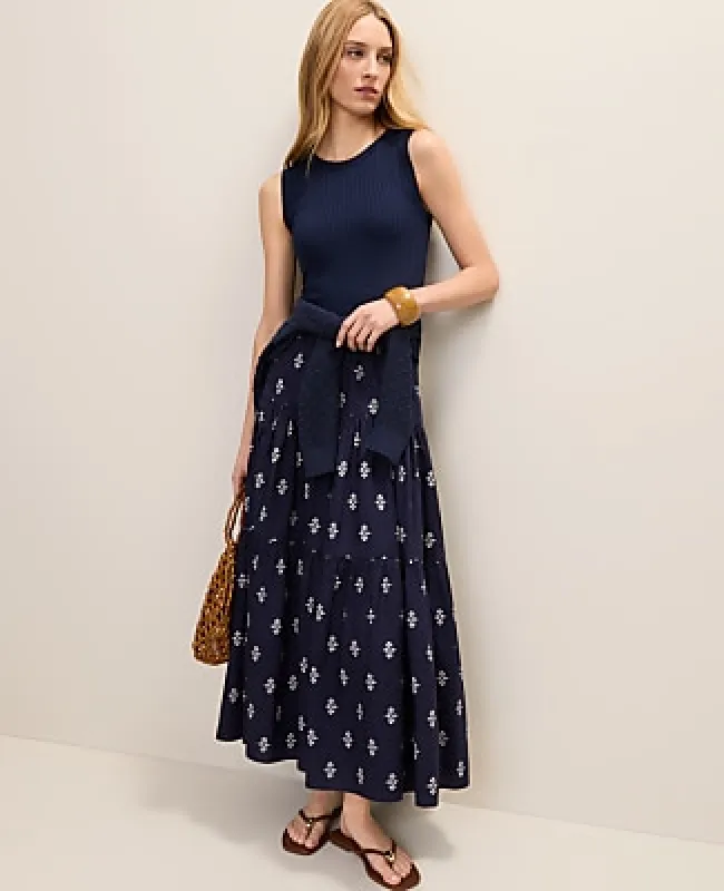 Ann Taylor Weekend Tiered Full Skirt in Geo Print made by Ann Taylor