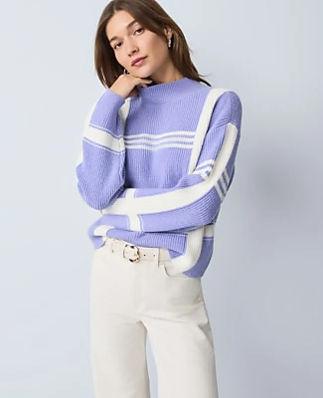Ann Taylor Weekend Plaid Mock Neck Sweater made by Ann Taylor