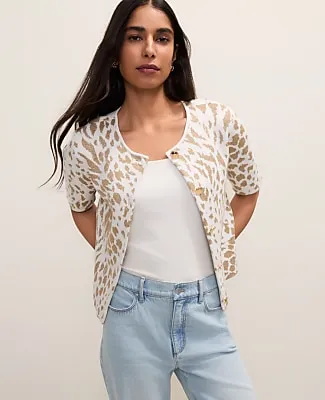 Ann Taylor Petite Animal Print Short Sleeve Cardigan sold by Ann Taylor