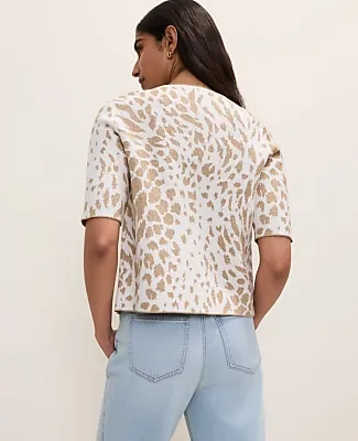 Ann Taylor Petite Animal Print Short Sleeve Cardigan sold by Ann Taylor product image thumbnail 2