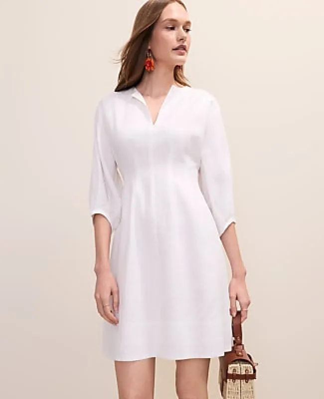 Ann Taylor Petite Pintucked Mini Dress in Linen Blend made by Ann Taylor