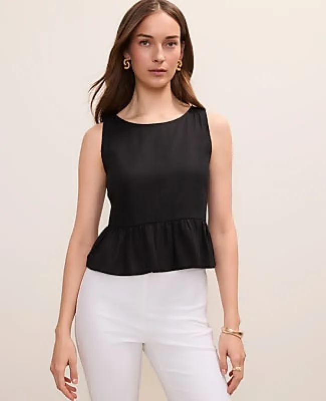 Ann Taylor Peplum Top in Linen Blend made by Ann Taylor