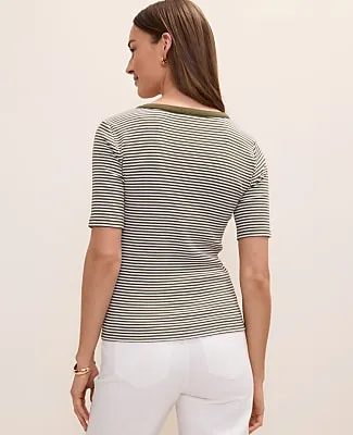 Ann Taylor Contrast Trim Henley Top sold by Ann Taylor product image thumbnail 2