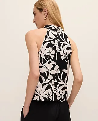 Ann Taylor Floral Twist Halter Top in Linen Blend sold by Ann Taylor product image thumbnail 2