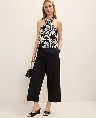 Ann Taylor Floral Twist Halter Top in Linen Blend sold by Ann Taylor product image thumbnail 3