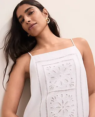 Ann Taylor Eyelet Shift Dress in Linen Blend sold by Ann Taylor product image thumbnail 3