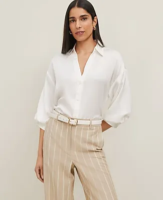 Ann Taylor Petite Blouson Sleeve Shirt sold by Ann Taylor product image thumbnail 3