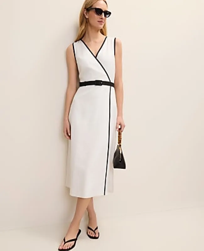 Ann Taylor Petite Belted Midi Dress in Linen Blend made by Ann Taylor