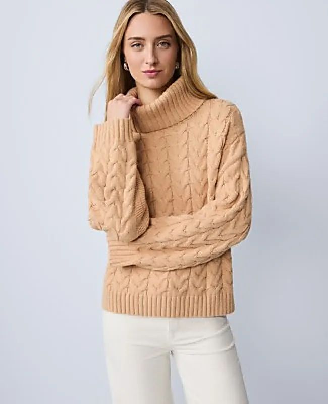 Ann Taylor Weekend Cable Turtleneck Sweater made by Ann Taylor