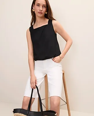 Ann Taylor Bubble Hem Top in Linen Blend sold by Ann Taylor