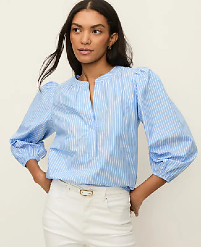 Ann Taylor Striped Puff Sleeve Blouse made by Ann Taylor