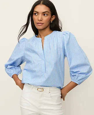 Ann Taylor Striped Puff Sleeve Blouse sold by Ann Taylor