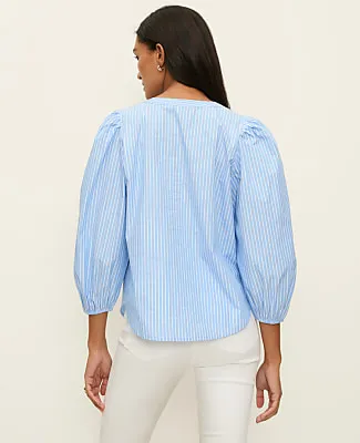 Ann Taylor Striped Puff Sleeve Blouse sold by Ann Taylor product image thumbnail 2