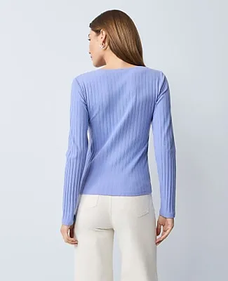 Ann Taylor Petite Weekend Lace Trim Pointelle Top sold by Ann Taylor product image thumbnail 2