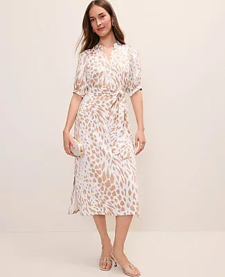 Ann Taylor Petite Animal Print Puff Sleeve Midi Dress sold by Ann Taylor