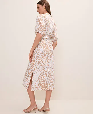 Ann Taylor Petite Animal Print Puff Sleeve Midi Dress sold by Ann Taylor product image thumbnail 2