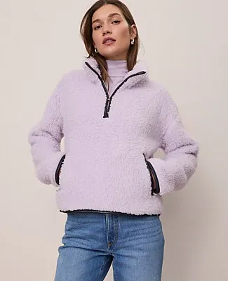 Ann Taylor Weekend Half-Zip Sherpa Pullover sold by Ann Taylor