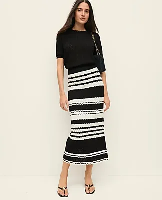 Ann Taylor Petite Striped Woven Midi Skirt sold by Ann Taylor