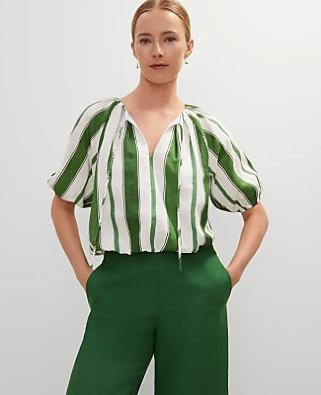 Ann Taylor Linen Blend Bubble Hem Blouse made by Ann Taylor