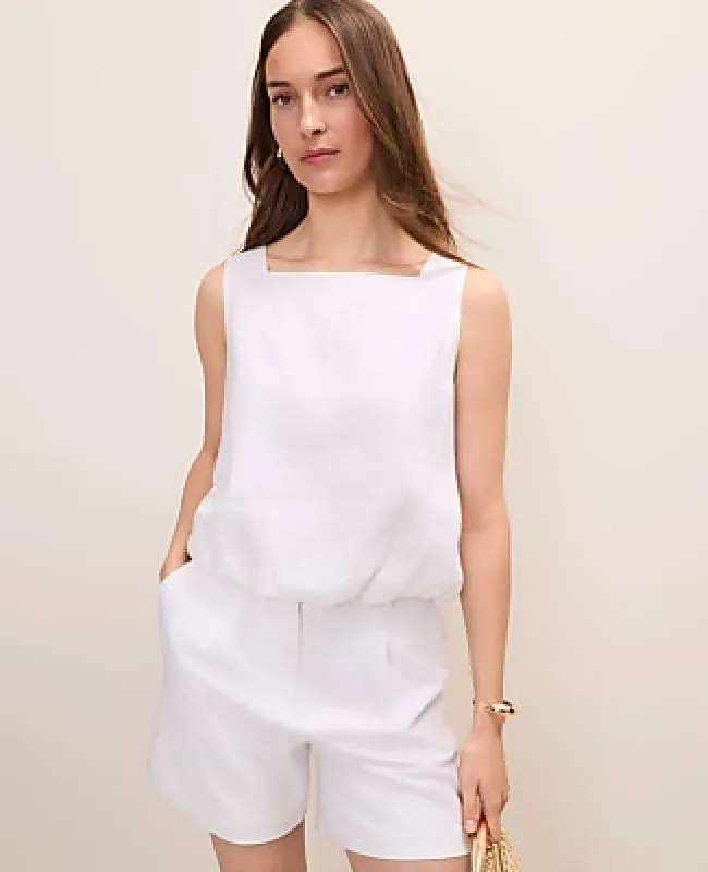 Ann Taylor Bubble Hem Top in Linen Blend made by Ann Taylor