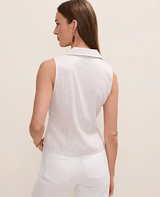 Ann Taylor Petite Sleeveless Flare Shirt in Linen Blend sold by Ann Taylor product image thumbnail 2