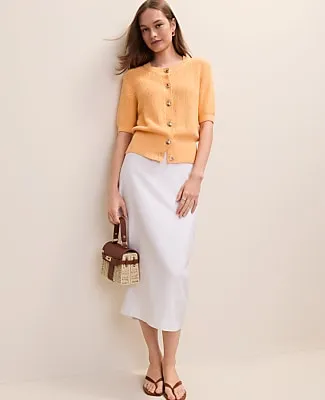 Ann Taylor The Clean Midi Skirt in Linen Blend sold by Ann Taylor