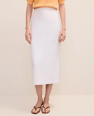 Ann Taylor The Clean Midi Skirt in Linen Blend sold by Ann Taylor product image thumbnail 2