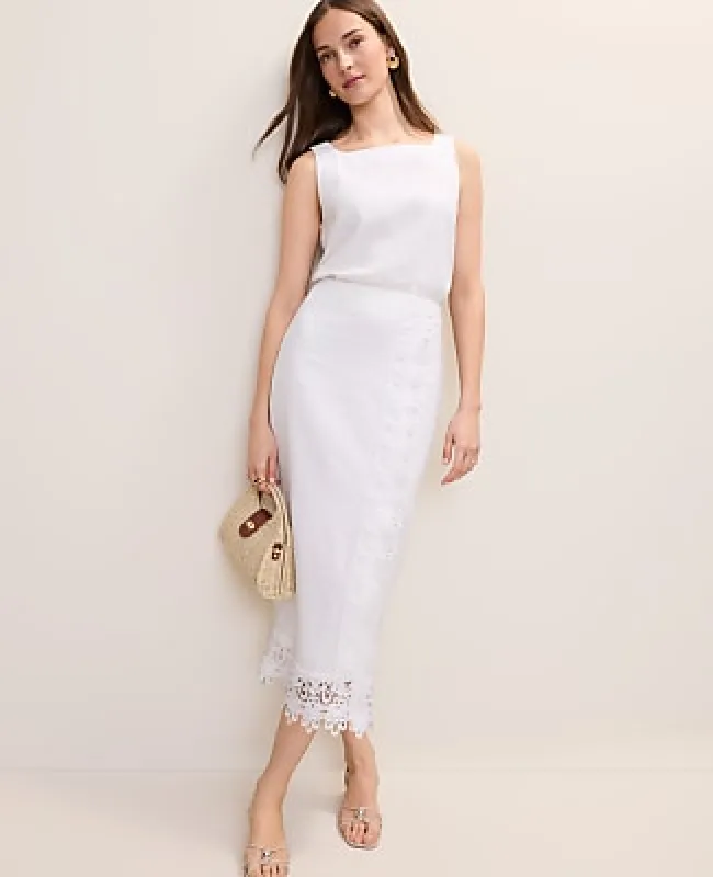 Ann Taylor Wrap Midi Skirt in Linen Blend made by Ann Taylor