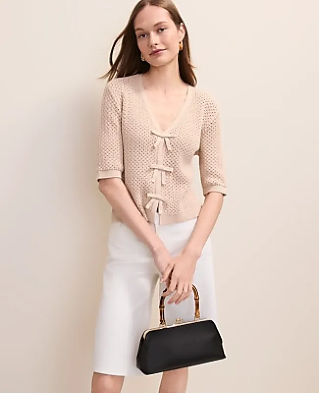 Ann Taylor Textured Stitch Bow Cardigan made by Ann Taylor