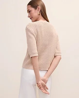 Ann Taylor Textured Stitch Bow Cardigan sold by Ann Taylor product image thumbnail 2