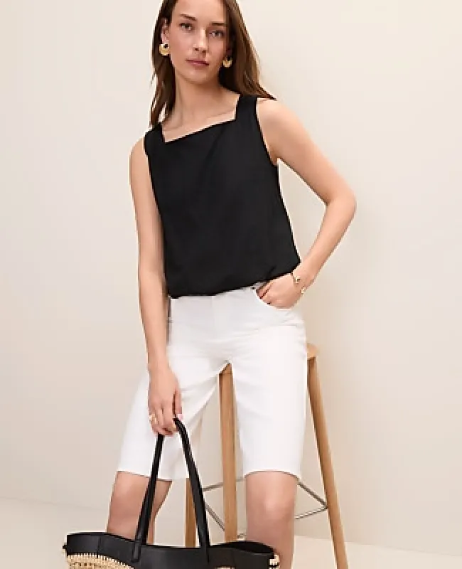 Ann Taylor Bubble Hem Top in Linen Blend made by Ann Taylor
