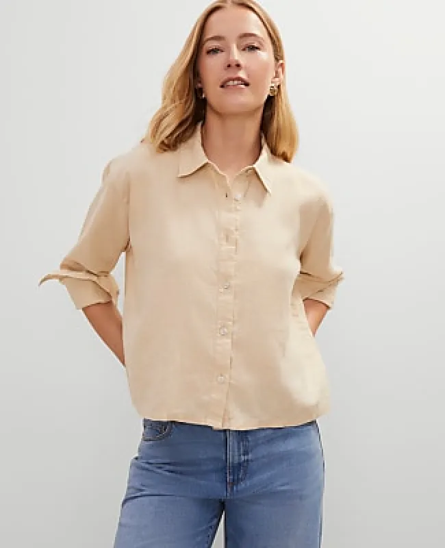 Ann Taylor Cropped Linen Shirt made by Ann Taylor