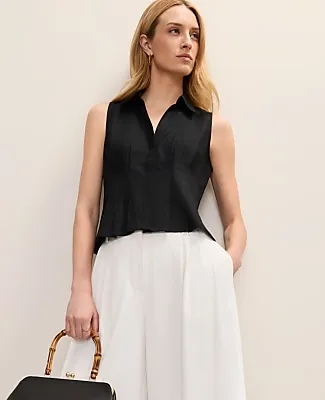 Ann Taylor Petite Sleeveless Flare Shirt in Linen Blend sold by Ann Taylor